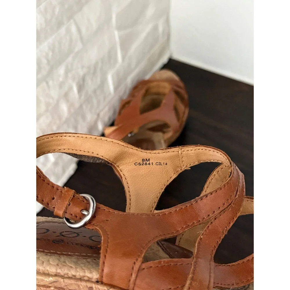 B.O.C. Born Concept Brown Strappy Cork Wedge Sandals Womens 8M